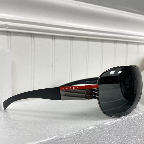 New Prada SPS 54H Aviator Sunglasses Black Gunmetal New! - Picture 10 of 14